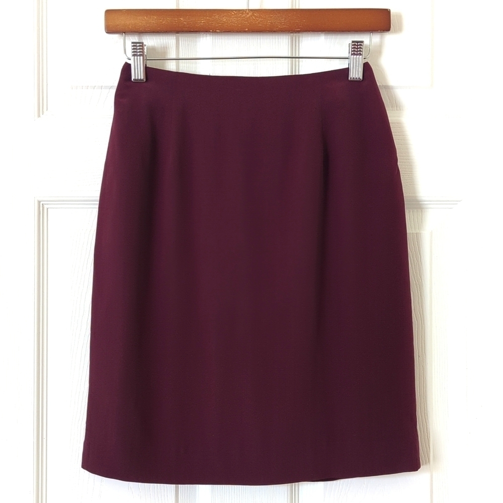 90's Vintage 100% Silk High Waisted Back Slit A-Line Mini Skirt Plum Purple 4P